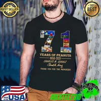 71 Years Of Peanuts 1950 2021 Charles M Schulz Thank You For The Memories Signature Shirt Guys V Neck