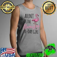 Aunt Of The Flamazing B Day Girl Flamingo Shirt Tank Top