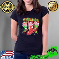 AXOLOTL SOCKS CHRISTMAS FUNNY FAMILY PAJAMAS CHRISTMAS T-SHIRT Ladies Tee