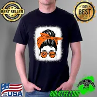Be Kind We Wear Orange Unity Day Orange Messy Bun Bleached T-Shirt Unisex