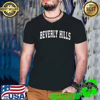 Beverly Hills Michigan Vintage Athletic Sports B&W T-s Guys V Neck