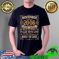 Born In November 2008 13th Birthday Gift Retro 13 Years Old T Shirt Unisex