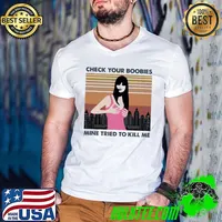 Breast Cancer Awareness Check Your Boobies Mine Tried To Kill Me Shirt Guys V Neck