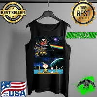 Charlie browns and snoopy watching pink floyd rainbow reindeer woodstock santa snoopy christmas s Tank Top