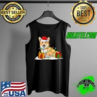 Corgi Santa Christmas Tree Lights Xmas Pajama Pet Dogs T Shirt Tank Top