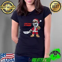 Creepy Santa Claus Holding A Pistol To Give Gifts Tshirt T Shirt Ladies Tee