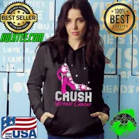 Crush Breast Cancer Pink Bling High Heels Breast Cancer T-Shirt Hoodie