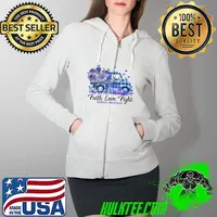 Faith Love Fight Gray Blue Ribbon Truck Diabetes Awareness T-Shirt Full Zip Hooded