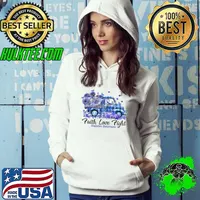 Faith Love Fight Gray Blue Ribbon Truck Diabetes Awareness T-Shirt
