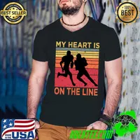 Football My Heart Is On The Line Appare vintage T-Shirt Guys V Neck