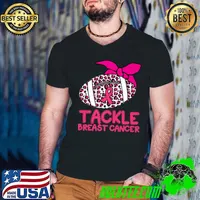 Football Tackle Breast Cancer Awareness Pink Ribbon Leopard Premium T-Shirt