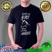 Funny Just A Girl Who Loves Horses Animals Horse Jockey T-s Unisex