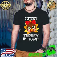 Funny thanksgiving day Boys Kids Girl Cutest Turkey In Town T-Shirt Guys V Neck