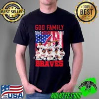 GOD FAMILY COUNTRY ATLANTA BRAVES SIGNATURES AMERICAN FLAG SHIRT Unisex