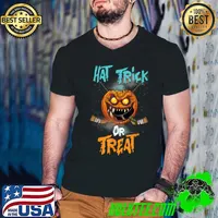 Halloween Hockey Hat Trick Or Treat Hockey Puck T-Shirt