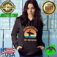 Happiness Is Easy Just Add Water Funny Surfing Humor With Vintage Sunset Essential T-Shirt Hoodie