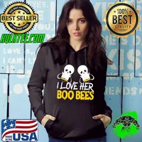 I Love Her Boo Bees for a Couple Halloween Adult Costume T-Shirt