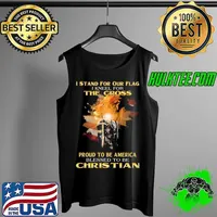 I Stand For Our Flag I Kneel For The Cross Proud To Be America Blessed To Be Christaian Lion Shirt Tank Top