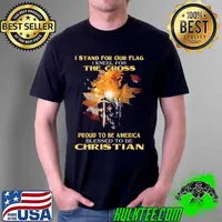 I Stand For Our Flag I Kneel For The Cross Proud To Be America Blessed To Be Christaian Lion Shirt Unisex
