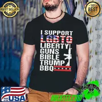 I Support Lgbtq Liberty Gun Bible Trump Bbq American Flag shirt