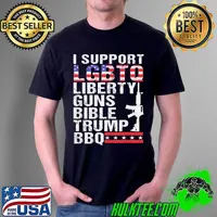 I Support Lgbtq Liberty Gun Bible Trump Bbq American Flag s Unisex