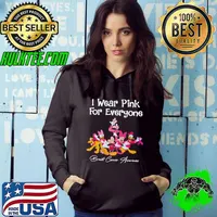 I Wear Pink For Everyone Breast Cancer Awareness Mickey Friends Shirt Hoodie