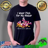 I Wear Pink For My Sister Mickey Friends Breast Cancer Awareness Shirt Unisex