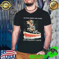 ICH MAG ANGELN UND HUNDE UND VIELLEICHT 3 LEUTE DOG FISHING SHIRT Guys V Neck