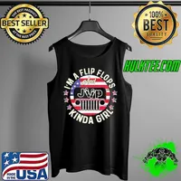 Im a flip flops and jeep kinda girl american flag 4th of july independence s Tank Top