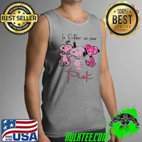 In October We Wear Pink Breast Cancer Awareness Snoopy and Friends Leopart Shirt Tank Top