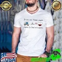 Je suis une femme simple jaime le tricot lapero knitting wine heartbeat shirt