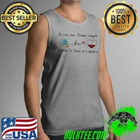 Je suis une femme simple jaime le tricot lapero knitting wine heartbeat s Tank Top