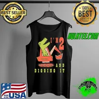 Kids Cute Youth dinosaur in digger tractor for two years old boy Premium T-Shirt Tank Top
