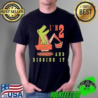 Kids Cute Youth dinosaur in digger tractor for two years old boy Premium T-Shirt Unisex