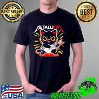 Metallicat Funny Cat Rock 90s Meow For Music Band Of Friends T-Shirt Unisex
