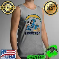 Mickey Donald Goofy The Three Los Angeles Chargers Football Shirt Tank Top