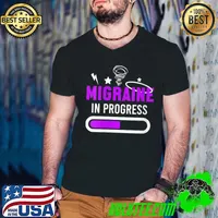 Migraine In Progress Purple Ribbon Awareness Ache Fighter T-Shirt Guys V Neck