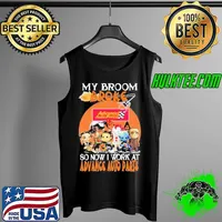 My Broom Broke So Now I Work At Advance Auto Parts Halloween Horror Movie Characters Chibi Shirt Tank Top