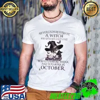 Never underestimate a witch who gives not a rats fart what others think and was born in october s Guys V Neck