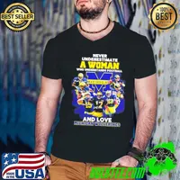 Never underestimate a woman who understands football and love Michigan Wolverines signatures s Guys V Neck
