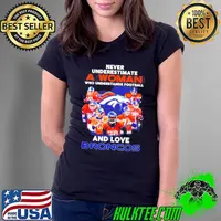 Never underestimate a woman who understands football and loves Broncos signatures s Ladies Tee