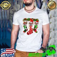 Otter Socks Christmas Funny Family Pajamas Christmas T-Shirt Guys V Neck