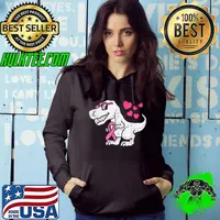 Pink Ribbon T-Rex Kids Breast Cancer Awareness Boys Toddler T-Shirt Hoodie