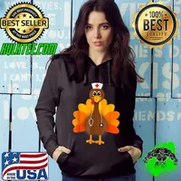 Thanksgiving Scrub Tops Women Turkey Nurse Holiday Nursing T-Shirt Hoodie