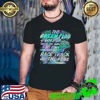 The green flag goes up when the sun goes down at a little race track on the edge of town hologram s Guys V Neck