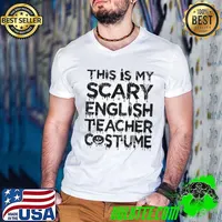This Is My Scary English Teacher Costume Halloween Premium T-Shirt Guys V Neck