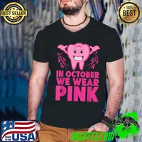 Tooth In October we Wear Pink Breast Cancer Dentist Dental T-Shirt Guys V Neck