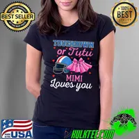 Touchdown or Tutu Mimi Loves You Football Gender Reveal Baby T-Shirt Ladies Tee