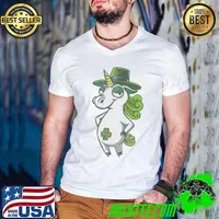 Unicorn Irish Shamrock St. Patrick's Day Saint Paddy's Kids Premium T-Shirt Guys V Neck