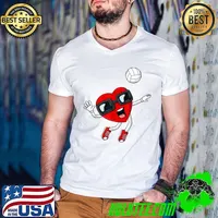 Valentines Day Heart Volleyball Funny Boys Girls Kids Teens T-Shirt Guys V Neck